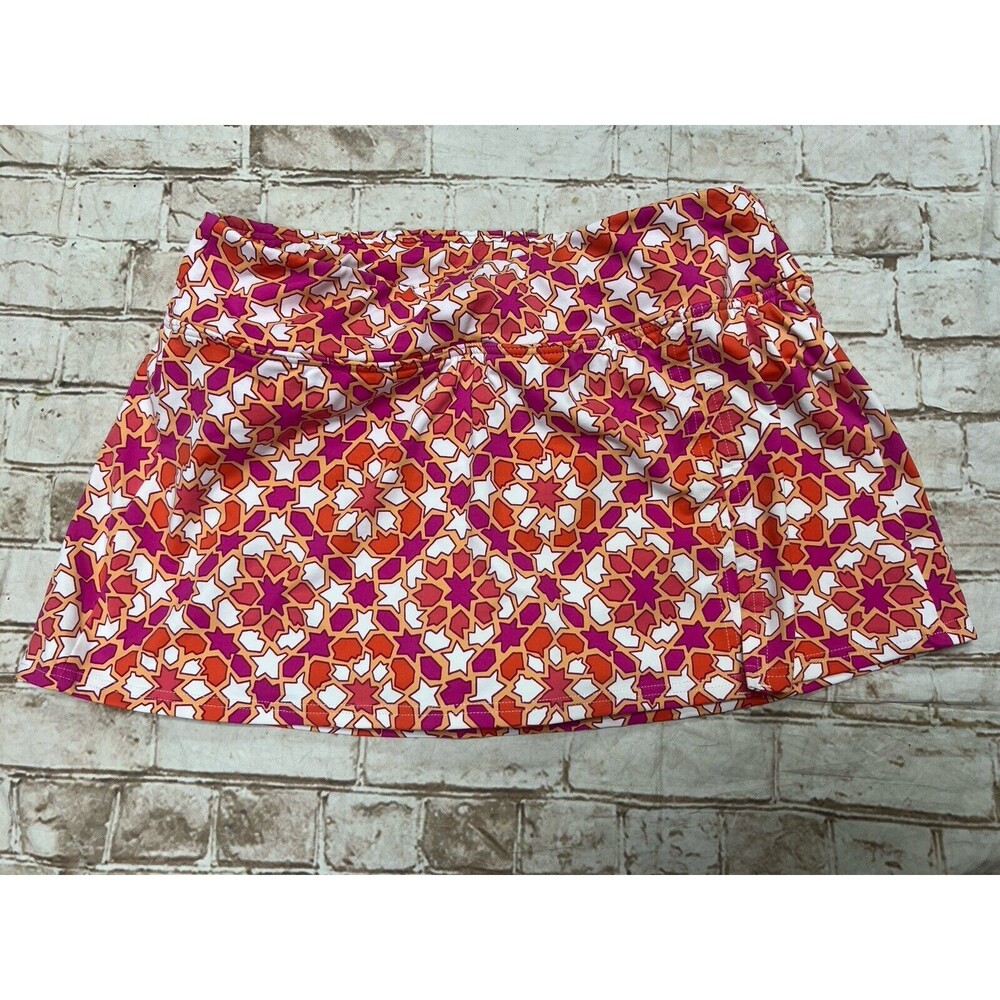 Lands' End Women's 2 Pink Orange Yellow Medallion Swim Skirt Modest XS